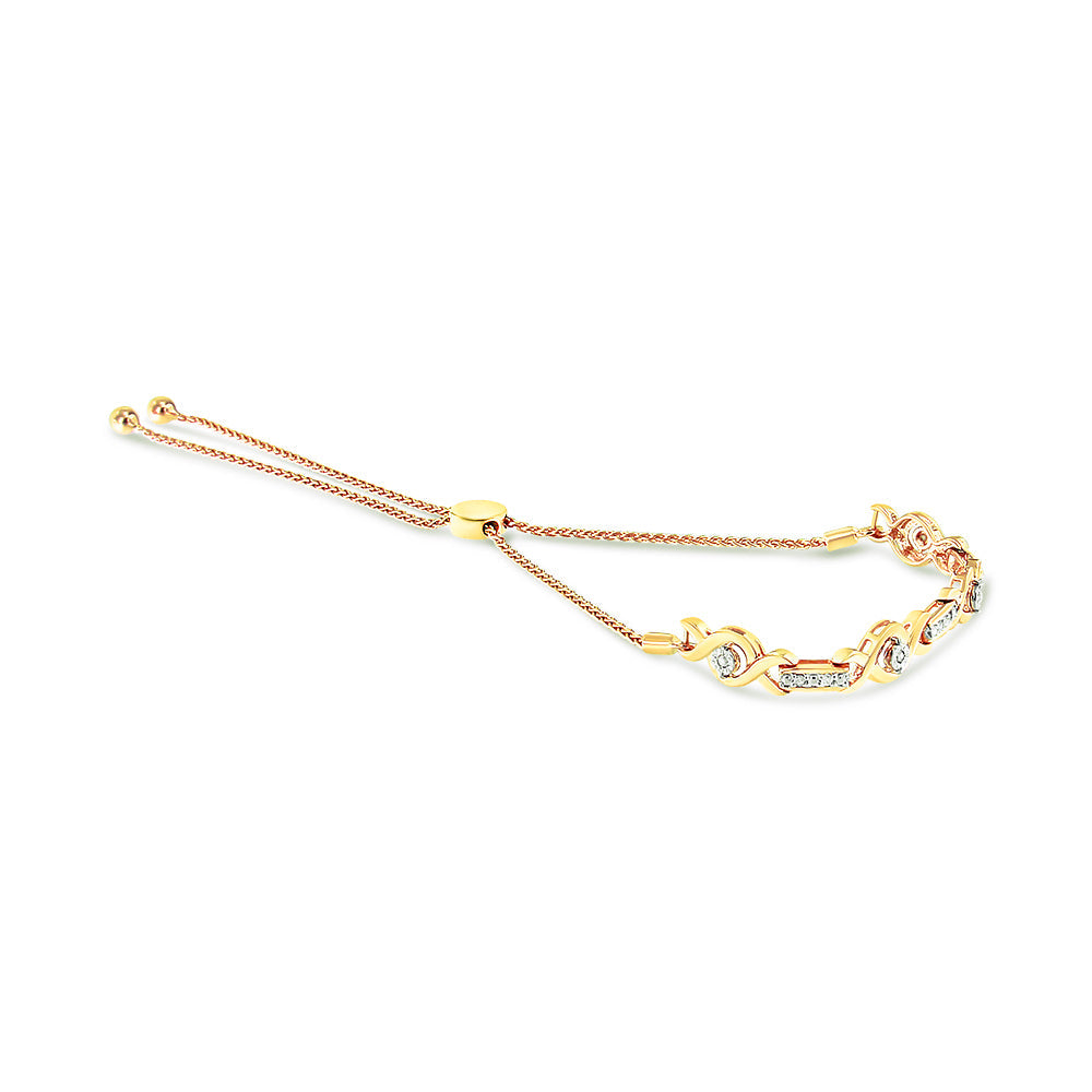 14K Yellow Gold Plated .925 Sterling Silver Channel Set Diamond Accent Twist 4â€-10â€ Adjustable Bolo Bracelet (I-J Color, I3 Clarity) by Bids.com
