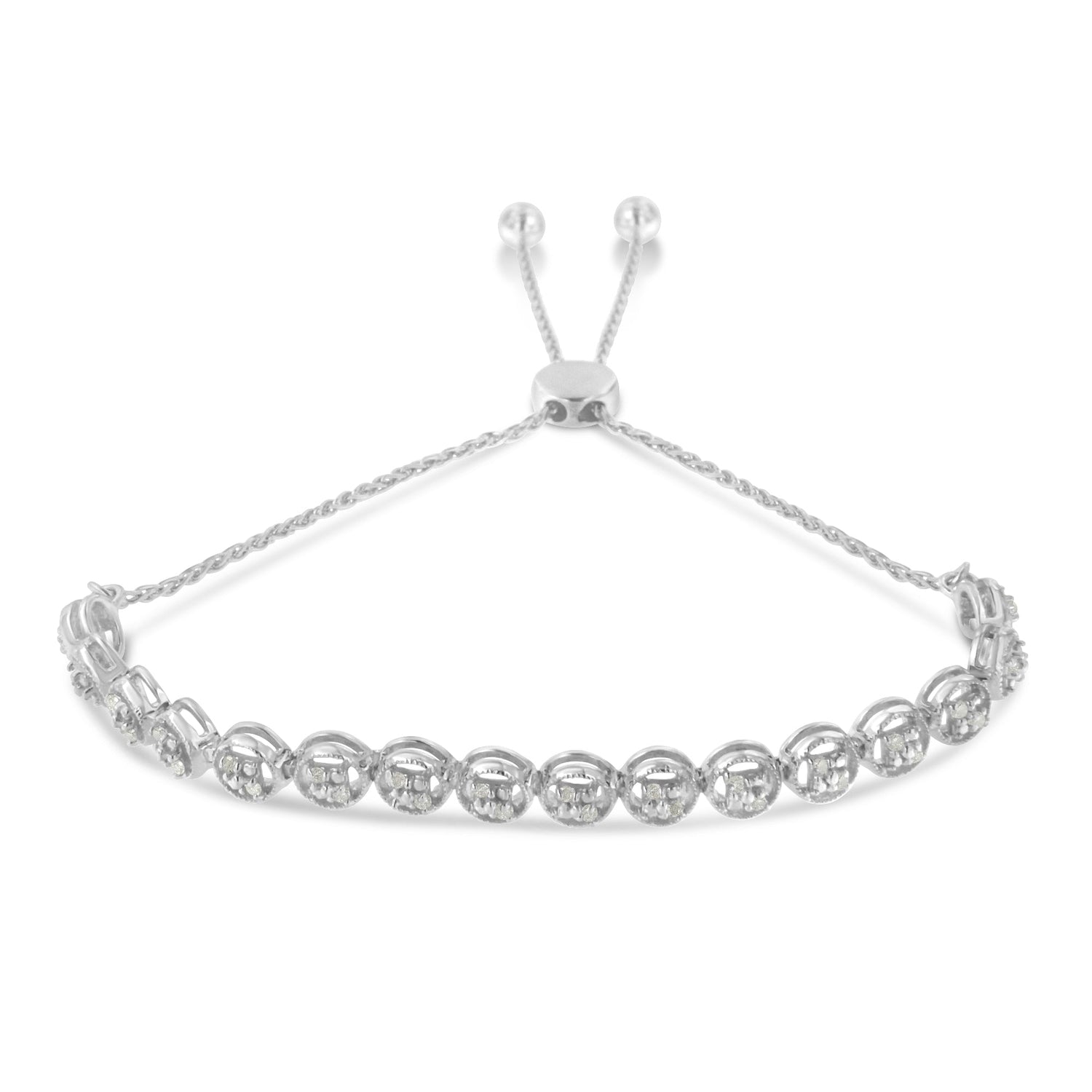 .925 Sterling Silver 1/4 cttw Round-cut Diamond Bolo Bracelet (I-J Color, I3 Clarity) by Bids.com