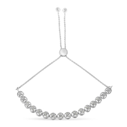 .925 Sterling Silver 1/4 cttw Round-cut Diamond Bolo Bracelet (I-J Color, I3 Clarity) by Bids.com