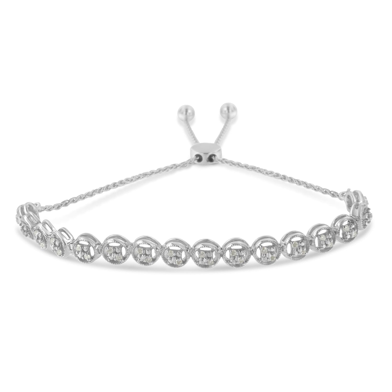 .925 Sterling Silver 1/4 cttw Round-cut Diamond Bolo Bracelet (I-J Color, I3 Clarity) by Bids.com