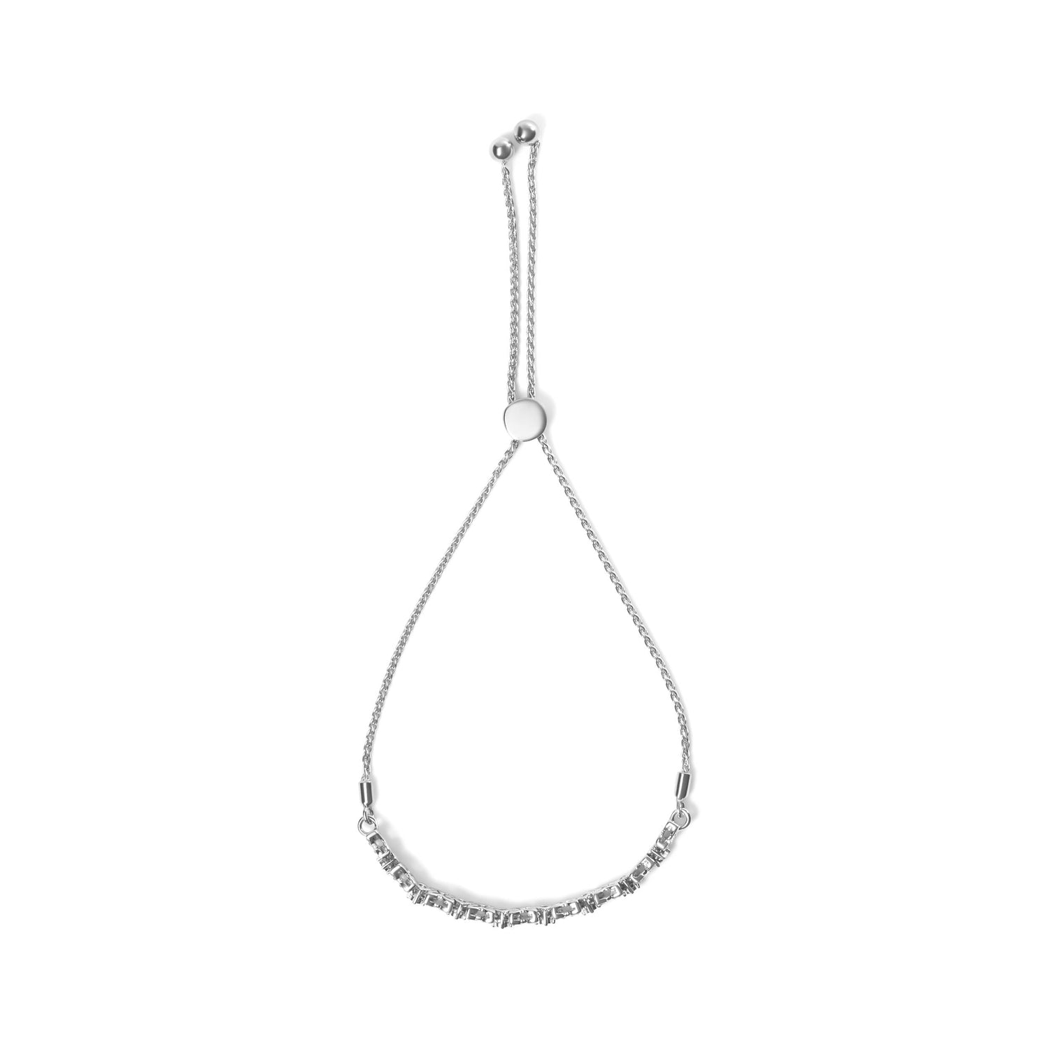 .925 Sterling Silver 1/4 Cttw Diamond Marquise Shaped Link 4"-10" Adjustable Bolo Bracelet (I-J Color, I1-I2 Clarity) by Bids.com
