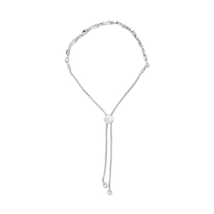 .925 Sterling Silver 1/2 Cttw Diamond Alternating Circle and Kite Link Adjustable Bolo Bracelet (I-J Color, I3 Clarity) - 4" to 10" Inches by Bids.com
