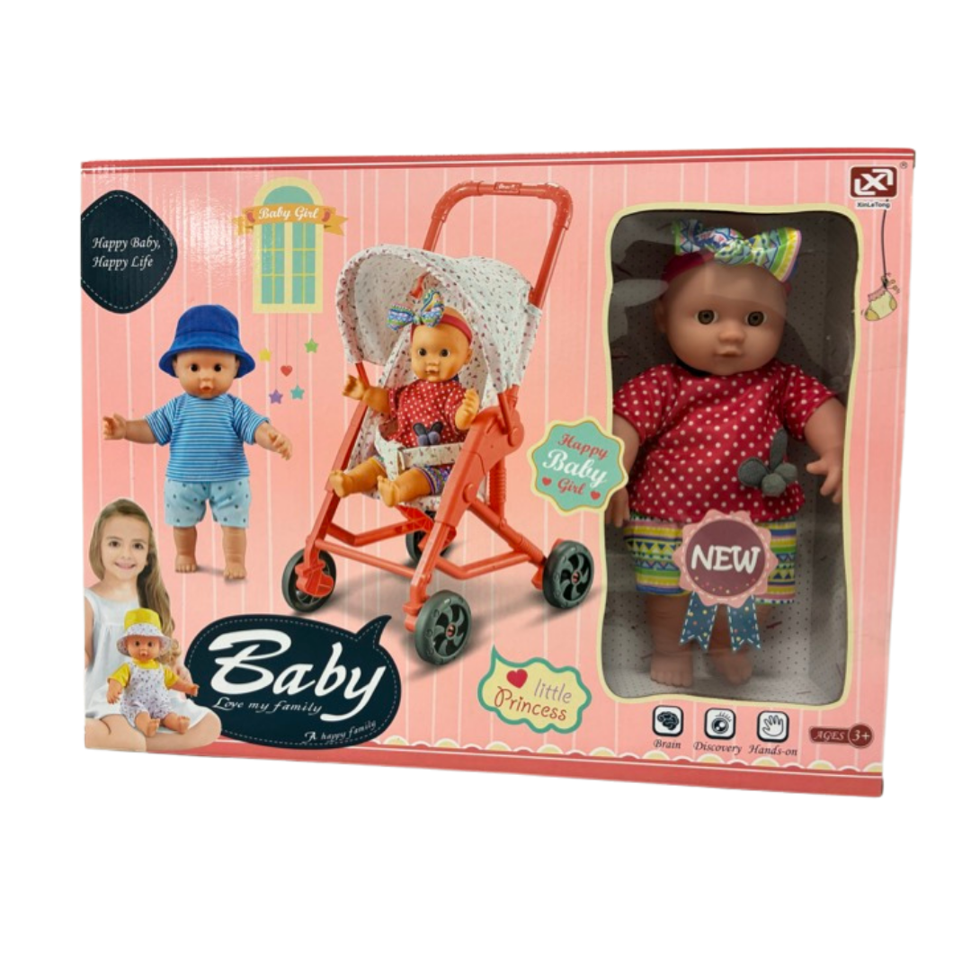 Happy Baby Doll with Stroller &amp; Accessories Playset (Red) by Farmacias Savia