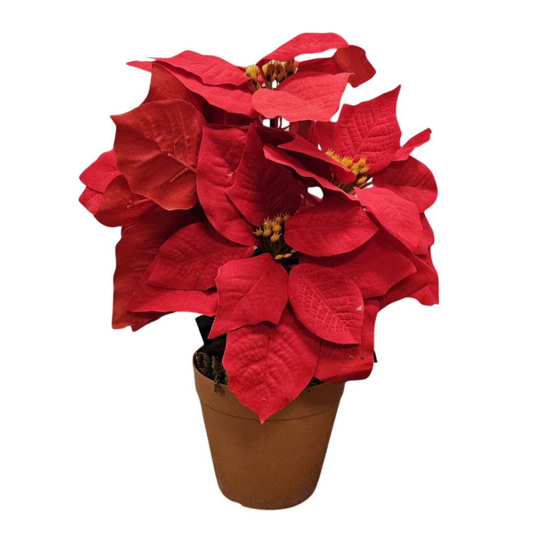 Poinsettia Red with Pot AA2025-8 Artificial Holiday Plant by Farmacias Savia