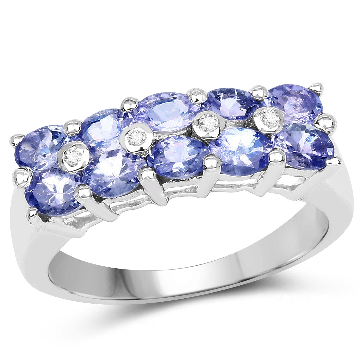 1.76 Carat Genuine Tanzanite and White Sapphire .925 Sterling Silver Ring by Bids.com