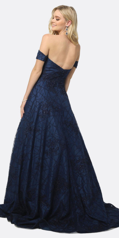 Juliet 692 Long Embroidered Lace Ball Gown Dress With Arm Band by DiscountDressShop