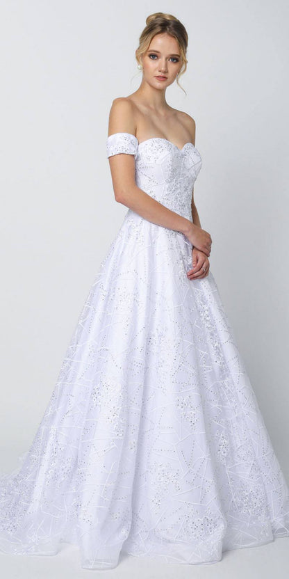 Juliet 692 Long Embroidered Lace Ball Gown Dress With Arm Band by DiscountDressShop
