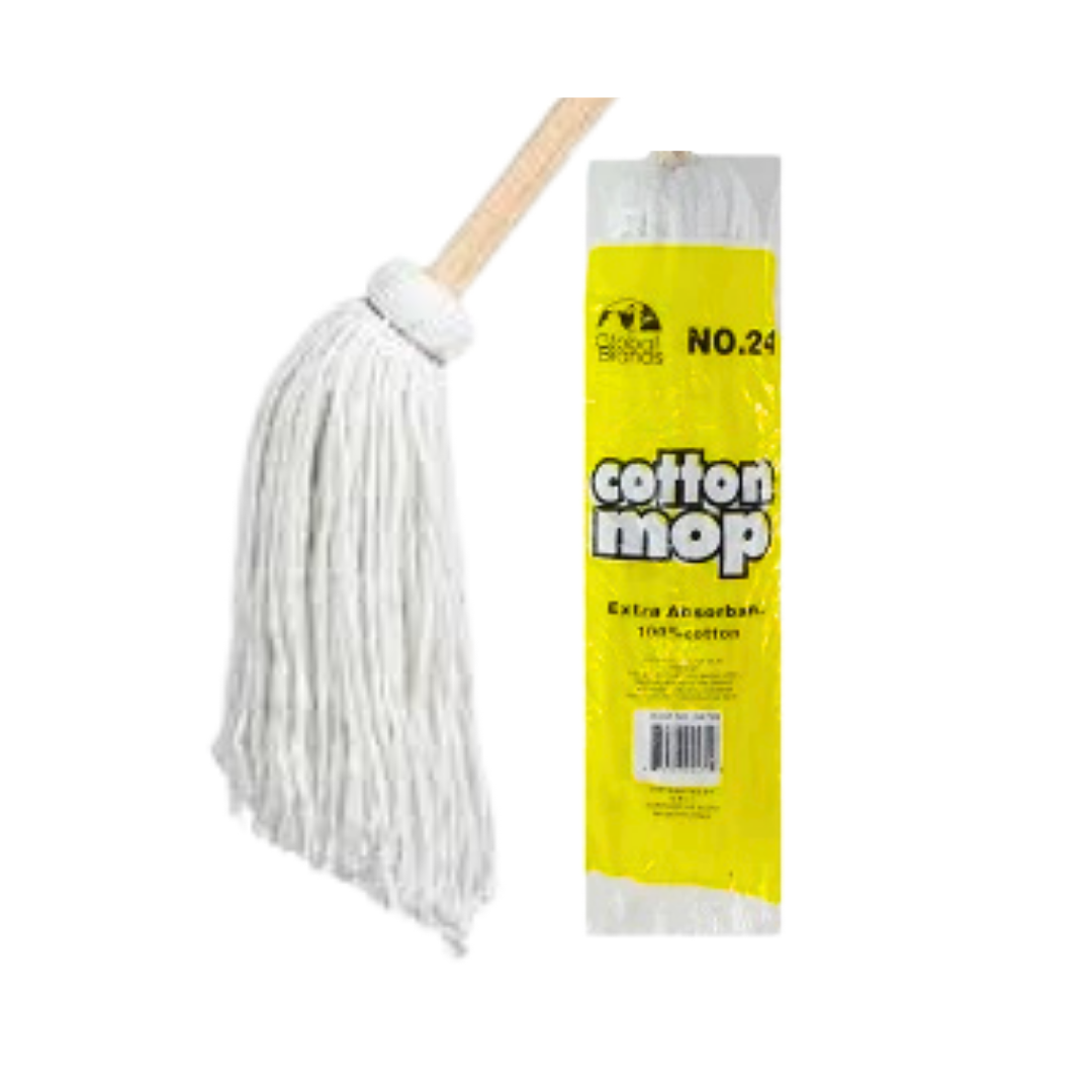 Global Brands Heavy Duty No. 24 Cotton Mop with Wooden Handle (1 unit)  DestGlow