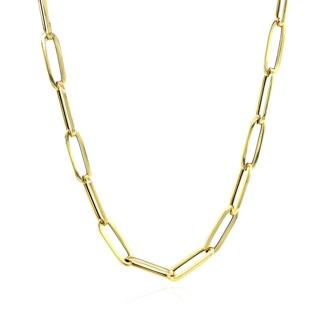 14K Yellow Gold Bold Paperclip Chain (4.2 mm) by Bids.com