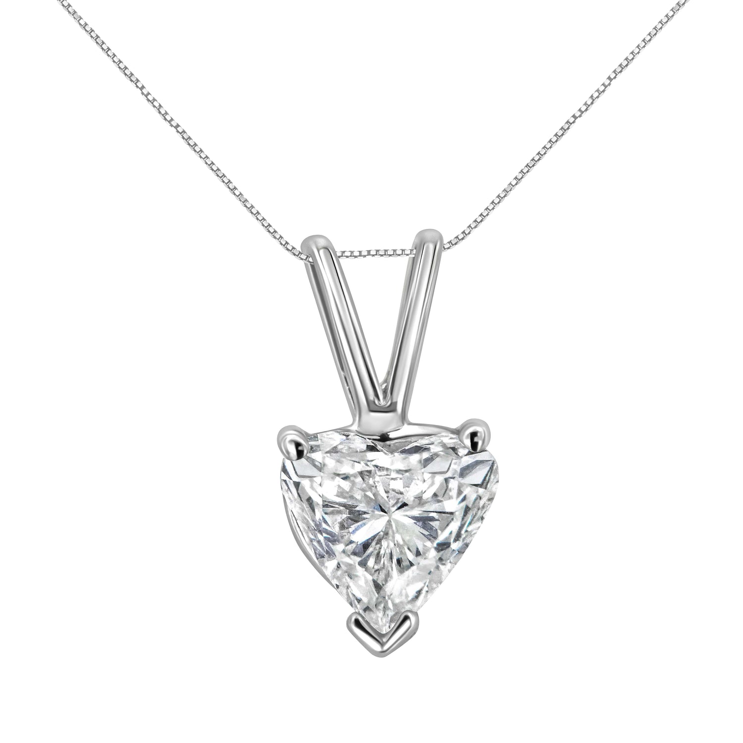14K White Gold 3/8 Cttw Heart-Shaped Diamond Classic Solitaire 18" Pendant Necklace (H-I Color, VS2-SI1 Clarity) by Bids.com