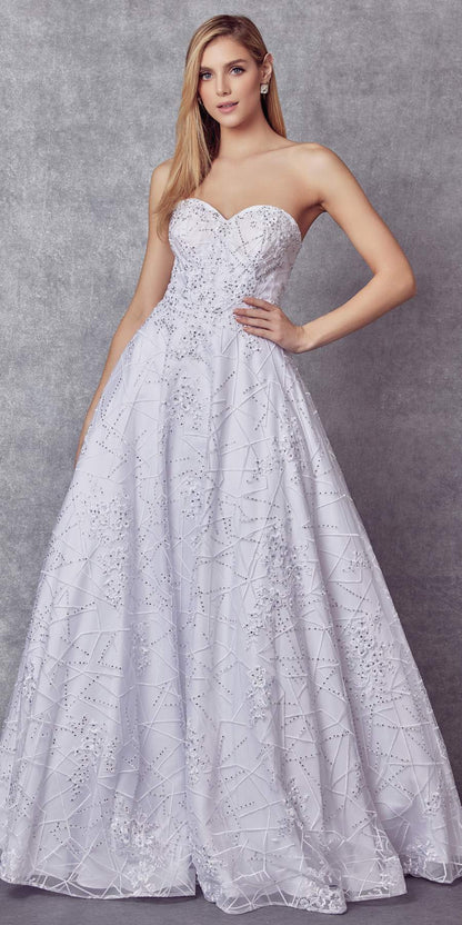 Juliet 692 Long Embroidered Lace Ball Gown Dress With Arm Band by DiscountDressShop