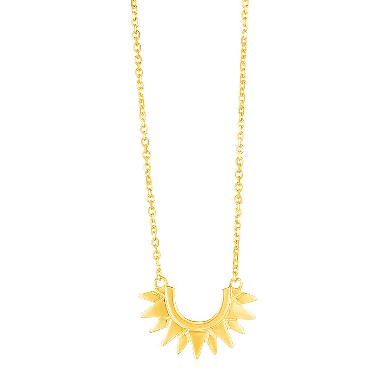 14k Yellow Gold Polished Sunburst Necklace  DestGlow