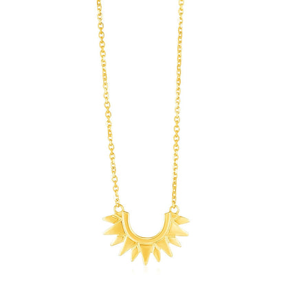 14k Yellow Gold Polished Sunburst Necklace  DestGlow