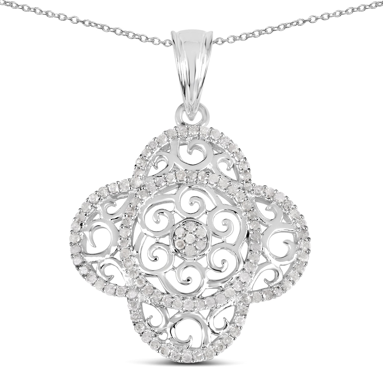 0.57 Carat Genuine White Diamond .925 Sterling Silver Pendant by Bids.com
