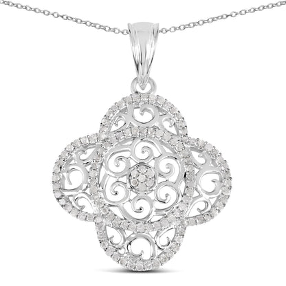 0.57 Carat Genuine White Diamond .925 Sterling Silver Pendant by Bids.com