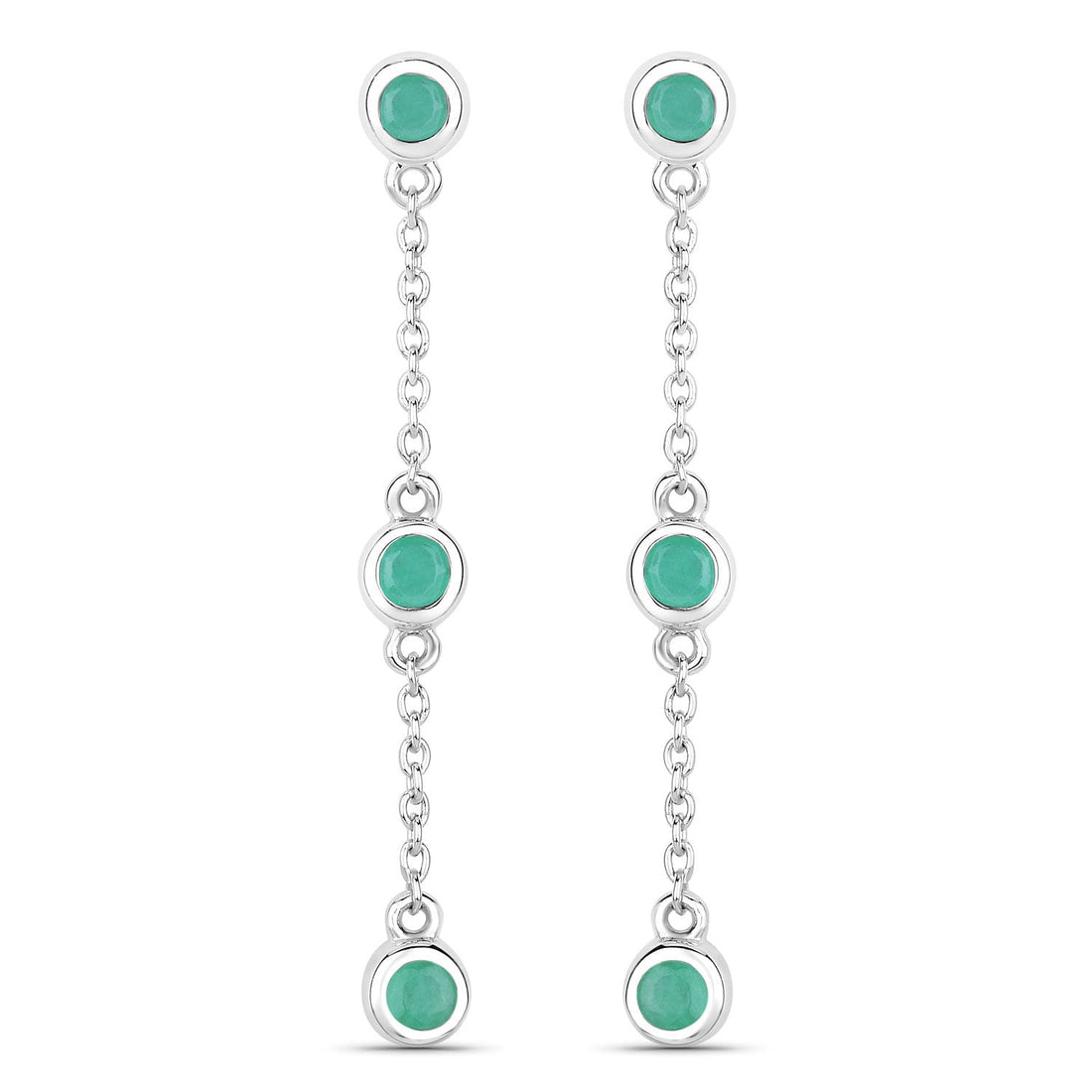 0.60 Carat Genuine Emerald .925 Sterling Silver Earrings by Bids.com