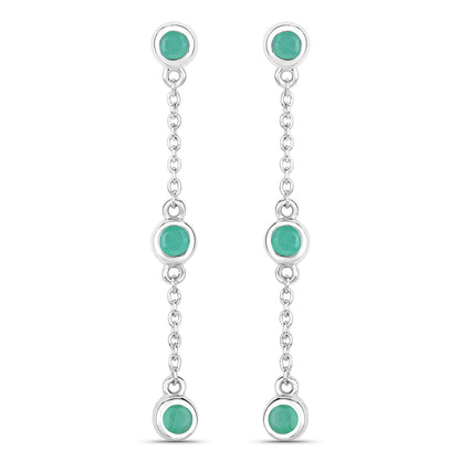 0.60 Carat Genuine Emerald .925 Sterling Silver Earrings by Bids.com