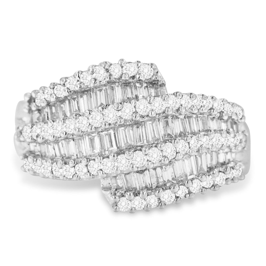 14K White Gold Diamond Cocktail Ring Band (1 3/4 Cttw, H-I Color, SI2-I1 Clarity) - Size 6-1/2 by Bids.com
