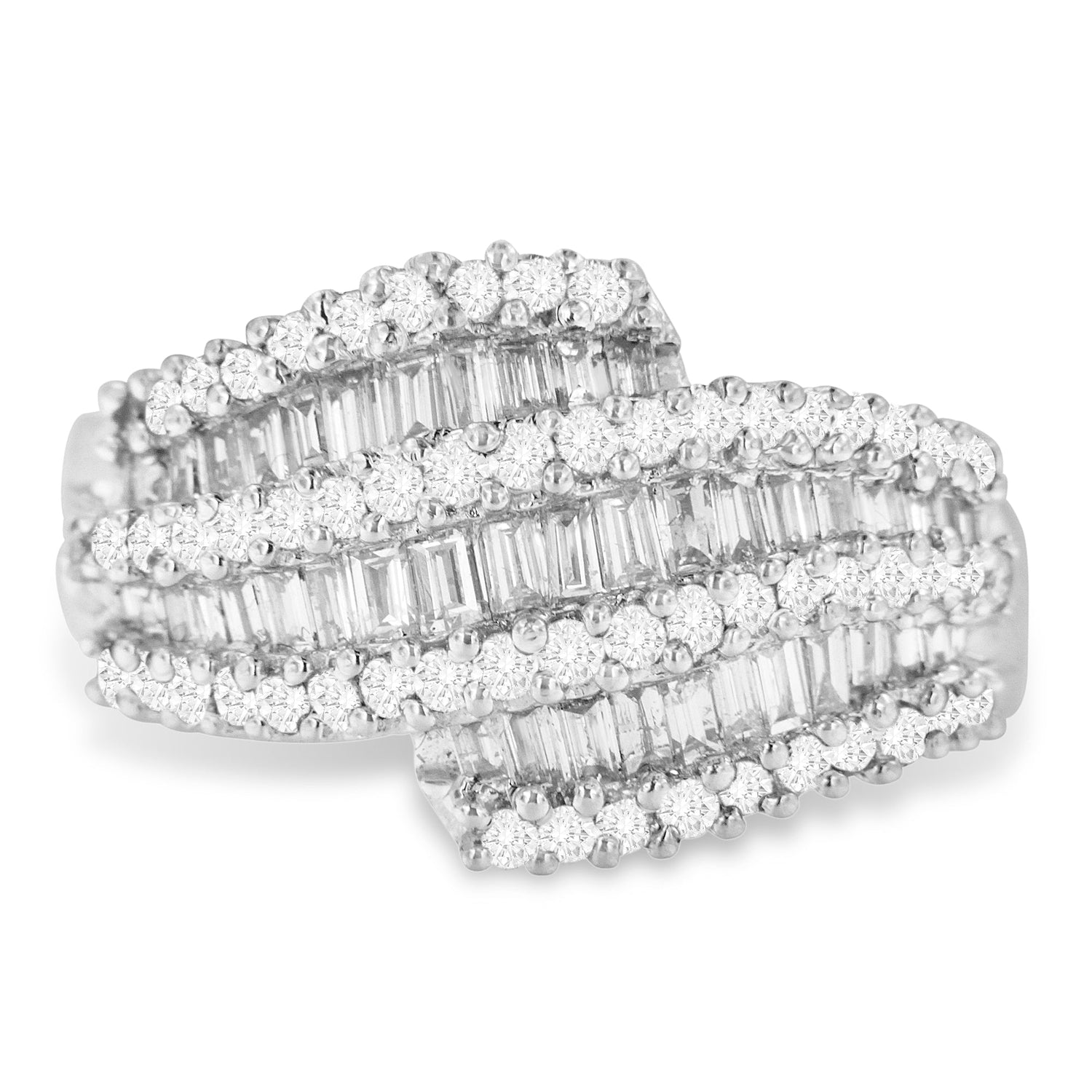 14K White Gold Diamond Cocktail Ring Band (1 3/4 Cttw, H-I Color, SI2-I1 Clarity) - Size 6-1/2 by Bids.com