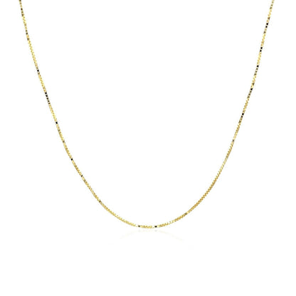 18k Yellow Gold Box Chain 0.6mm (0.60 mm)  DestGlow