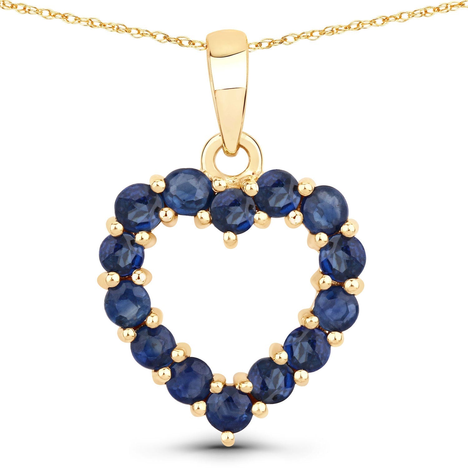 0.64 Carat Genuine Blue Sapphire 10K Yellow Gold  Pendant  DestGlow