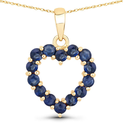 0.64 Carat Genuine Blue Sapphire 10K Yellow Gold  Pendant  DestGlow