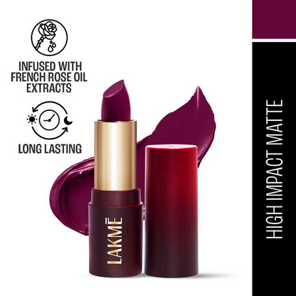 Lakme Forever Matte Lipstick, Made With French Rose Oil - Purple Diamond