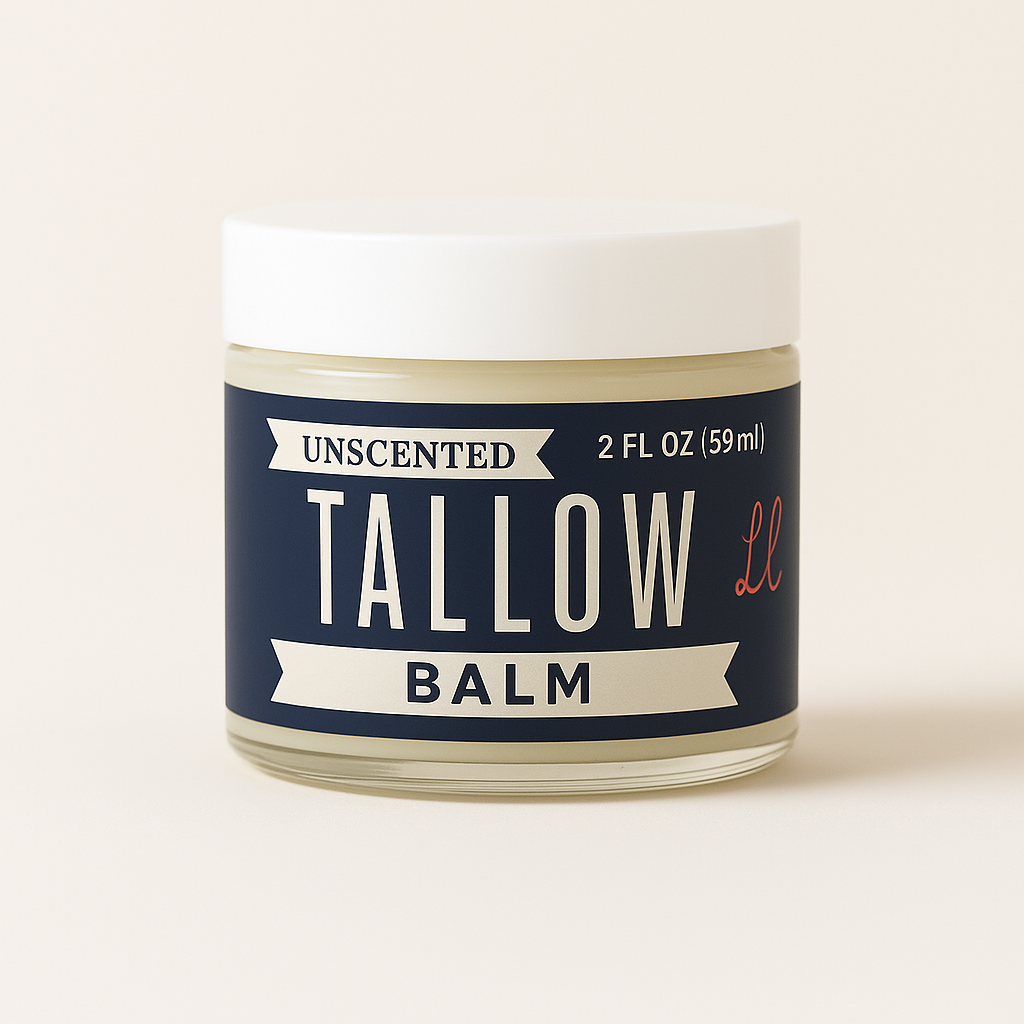 Unscented Tallow Balm | Natural Beef Tallow Vitamin E, Jojoba Moisturizer for Face &amp; Body |Clean, Preservative-Free Skincare by Lady May by Lady May Tallow