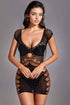 Cap Sleeve Rhinestone Net Chemise