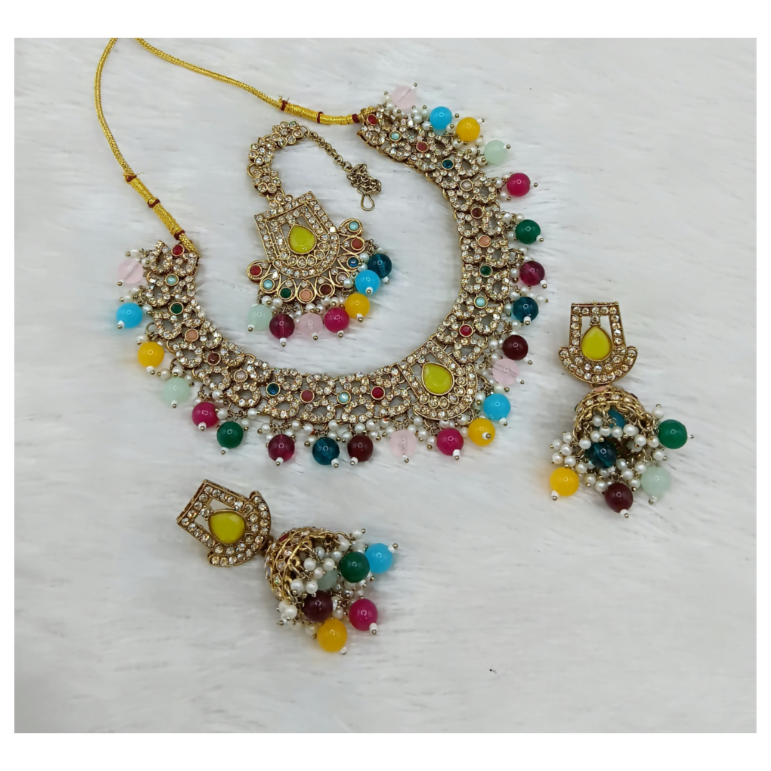Joban Fashion Multi Stone Work Necklace Set
