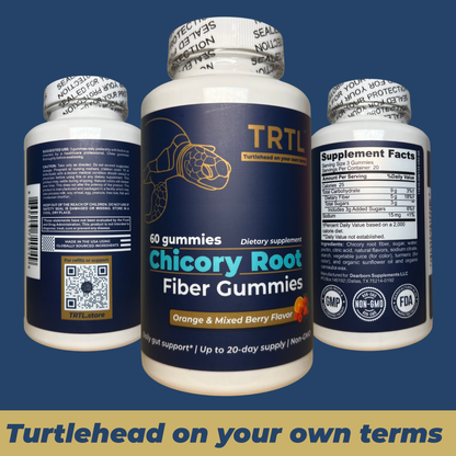 TRTL Fiber Gummies - 60 Count - Daily Prebiotic Fiber Supplement - Orange &amp; Mixed Berry Flavor