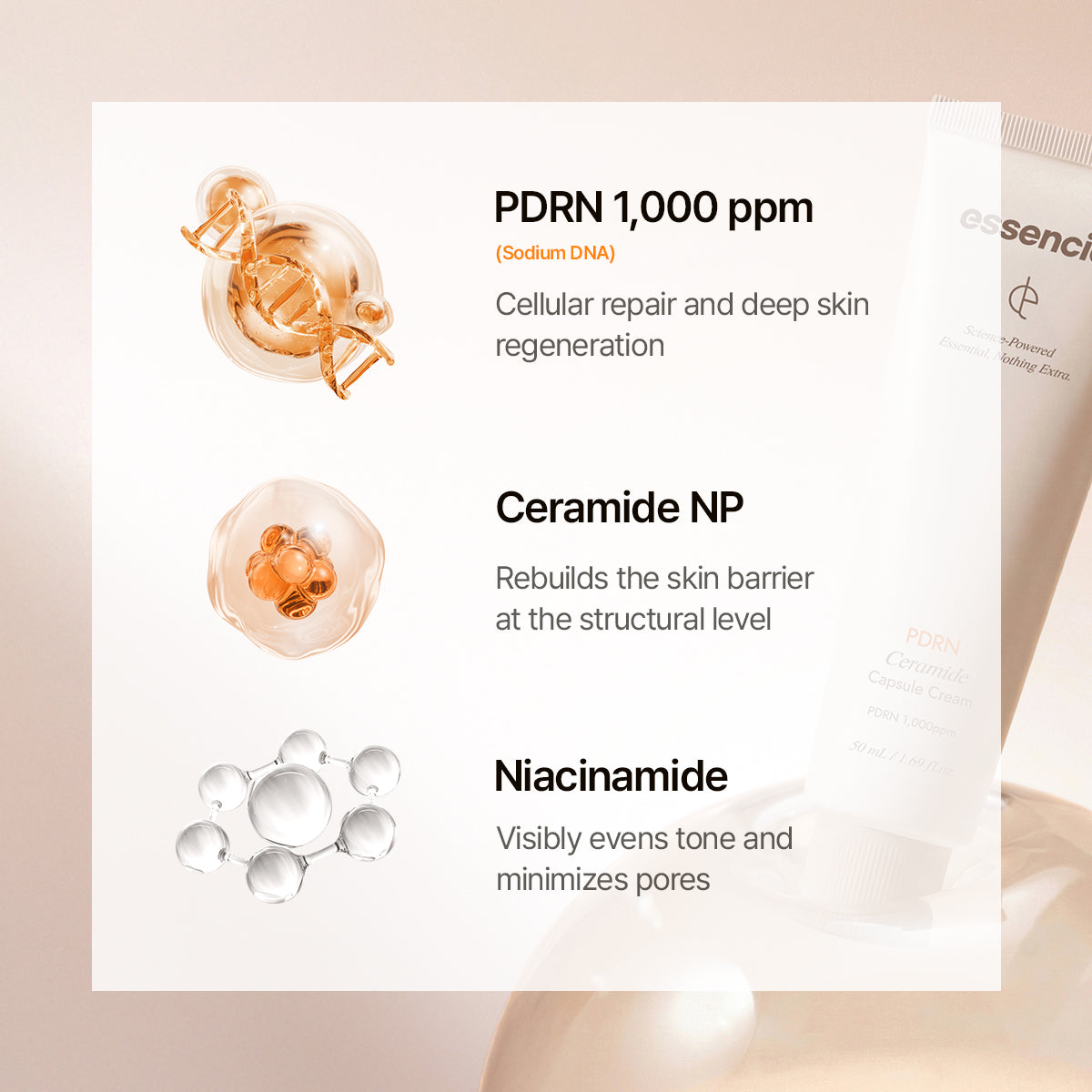 Essenciel PDRN Liposome Brightening Face Serum with Salmon DNA — Hydrating, Plumping &amp; Skin Renewal Serum for Fine Lines, Uneven Texture &amp; Dull Skin | 30ml