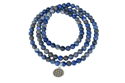 Lapis Lazuli Beads Mala Bracelet, 108 Prayer Beads Necklace (Truth and Confidence)  DestGlow