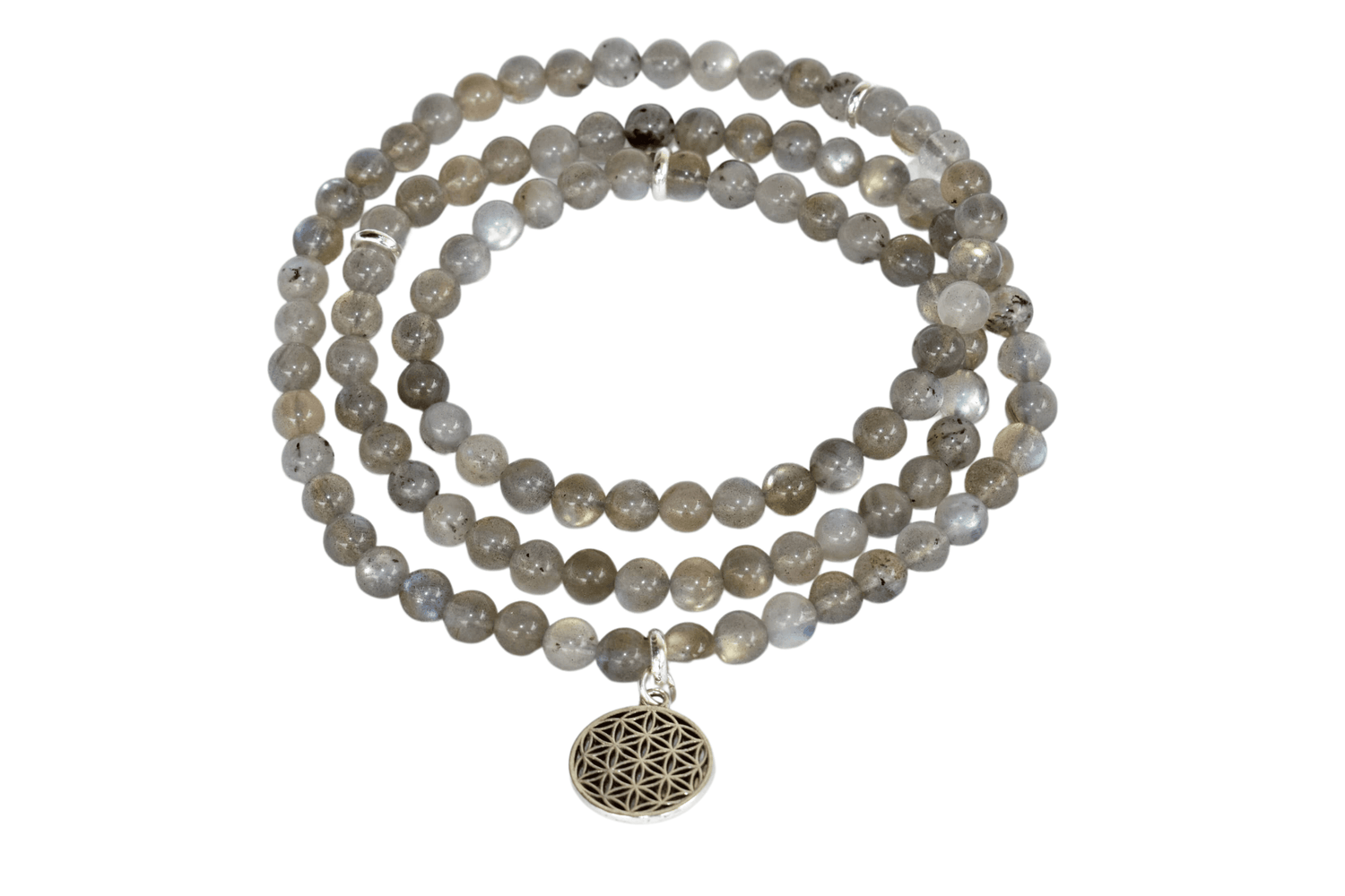 Labradorite Beads Mala Bracelet, 108 Prayer Beads Necklace (Aura Protection and Strength )  DestGlow