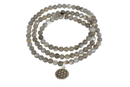 Labradorite Beads Mala Bracelet, 108 Prayer Beads Necklace (Aura Protection and Strength )  DestGlow