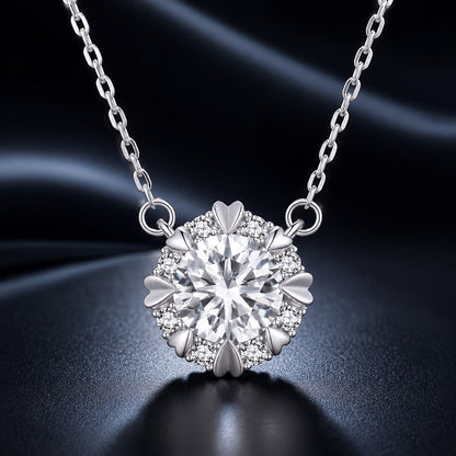 925 Sterling Silver Moissanite 1.0 Carat Necklace with Pavé Setting for Women  DestGlow