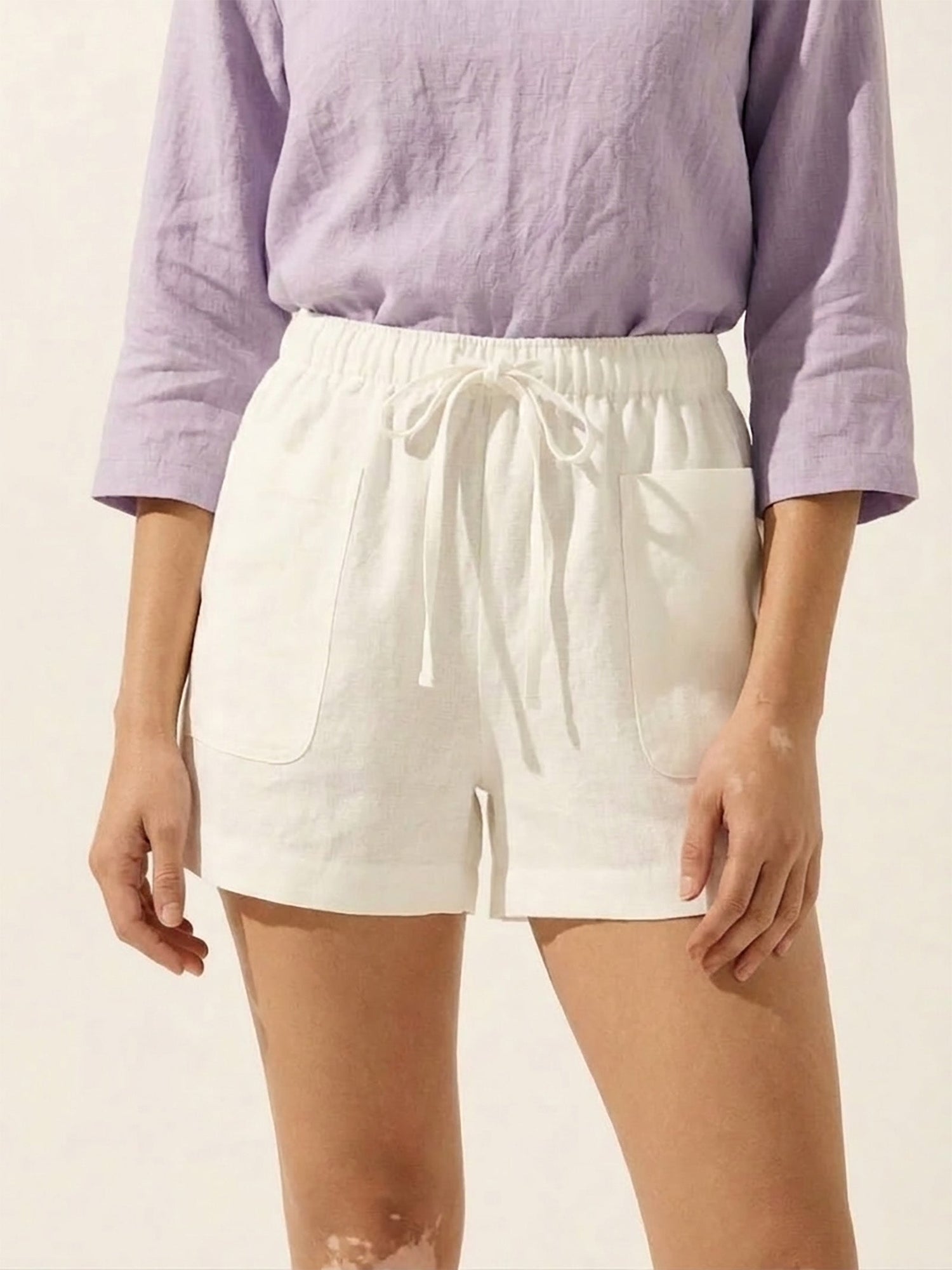 100% Linen Utility Side Pocket Short WYNNIE by LINTICO