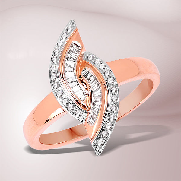 0.29 Carat Genuine White Diamond 14K Rose Gold Ring (E-F Color, SI1-SI2 Clarity) by Bids.com