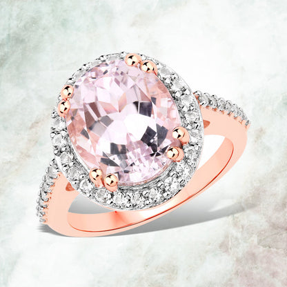 6.94 Carat Genuine Kunzite and White Topaz .925 Sterling Silver Ring by Bids.com