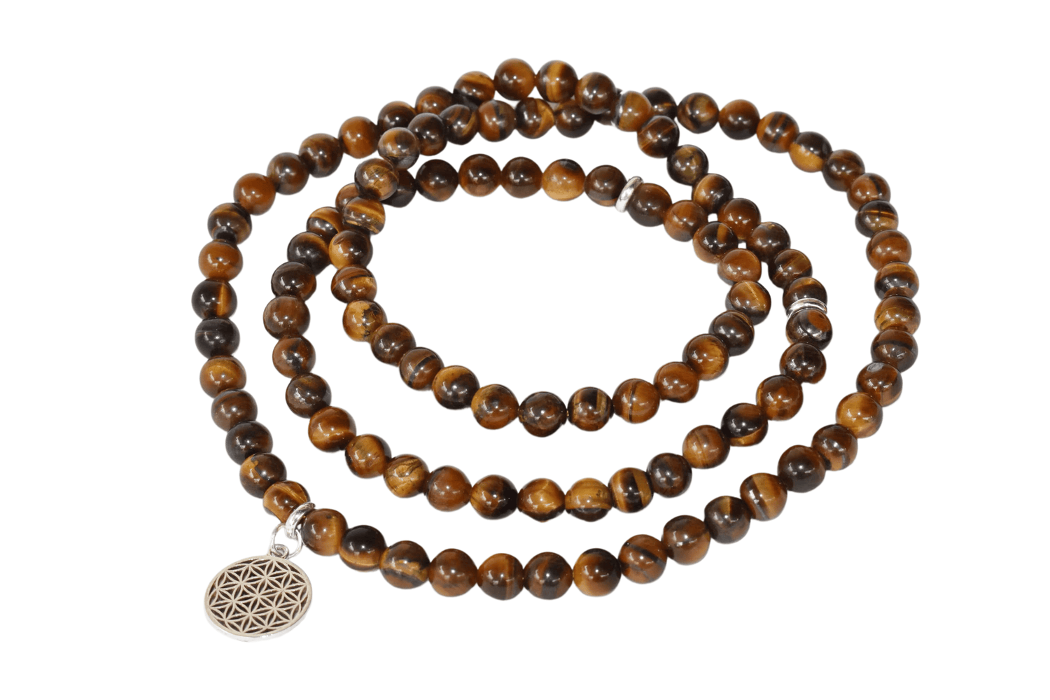 Tiger Eye Beads Mala Bracelet, 108 Prayer Beads Necklace (Protection and Inner Strength)  DestGlow