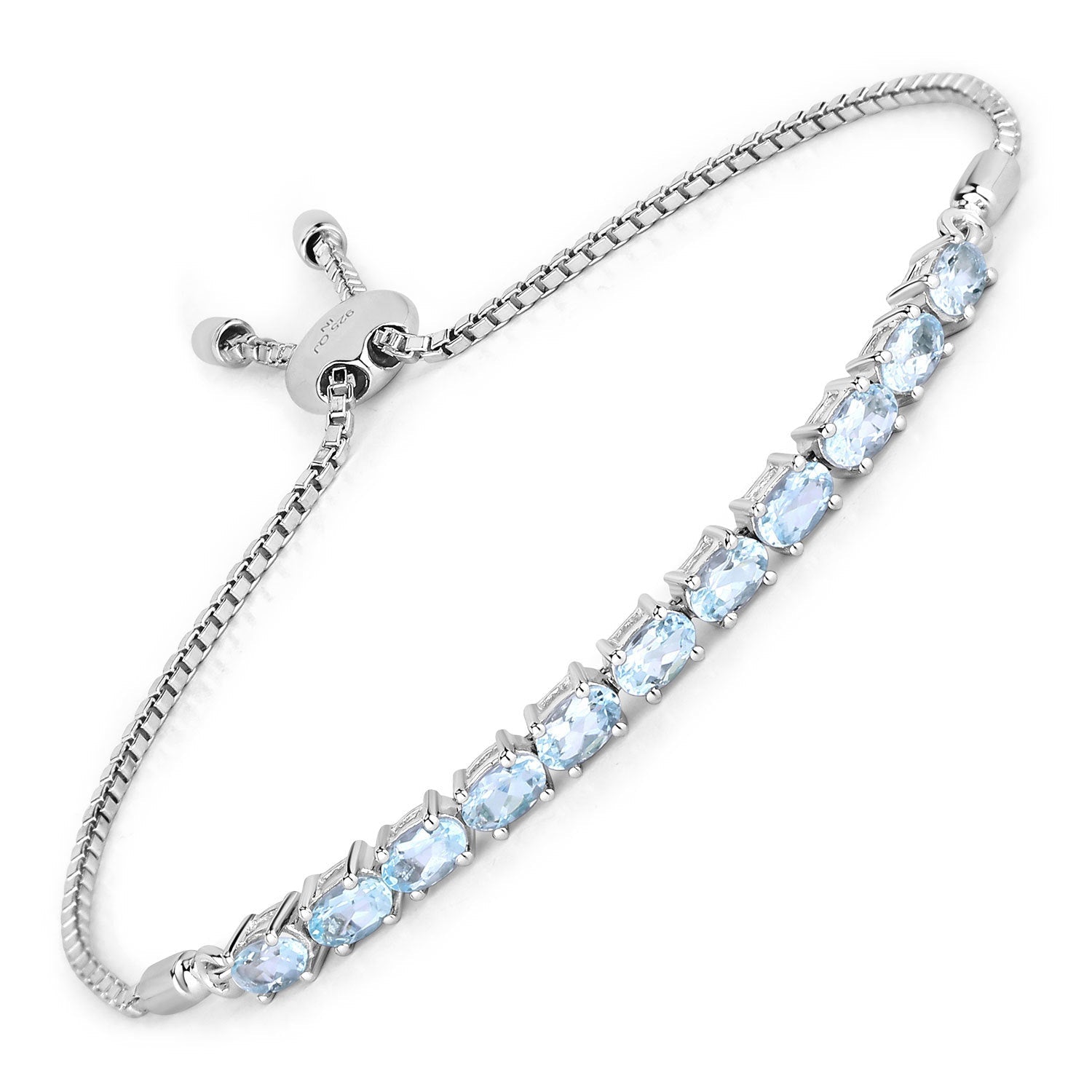 2.20 Carat Genuine Aquamarine .925 Sterling Silver Bracelet by Bids.com