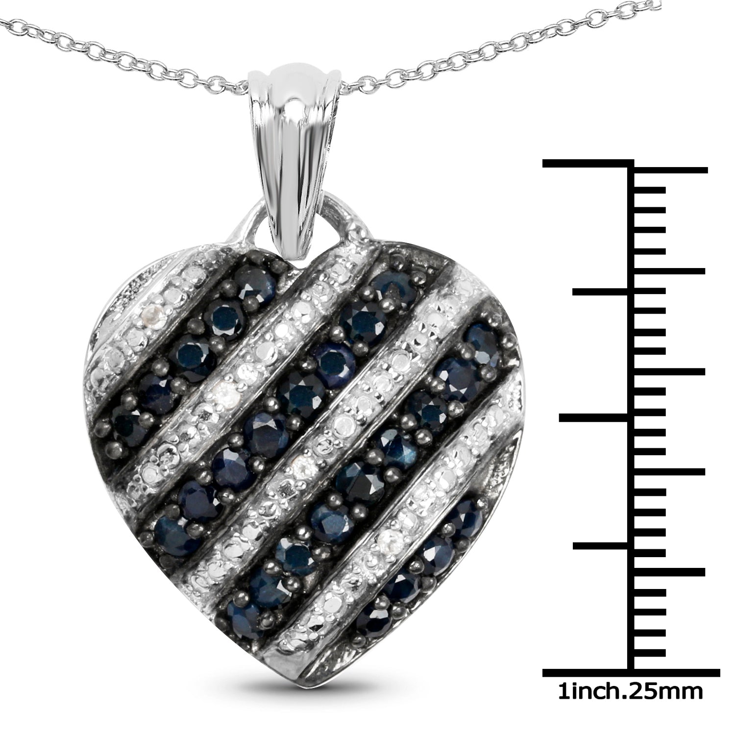 1.55 Carat Genuine Blue Sapphire and White Topaz .925 Sterling Silver Pendant by Bids.com