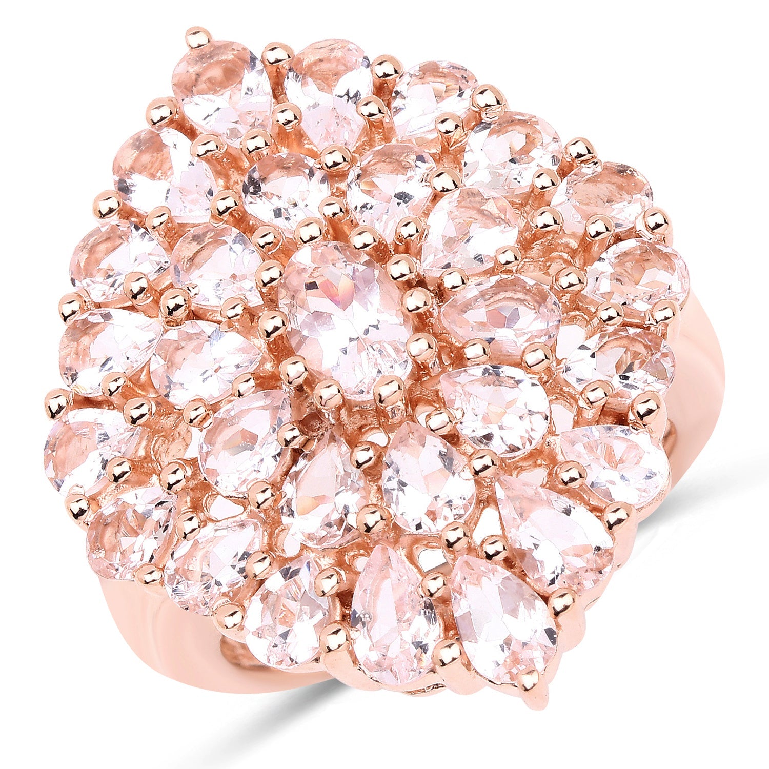 18K Rose Gold Plated 4.55 Carat Genuine Morganite .925 Sterling Silver Ring by Bids.com
