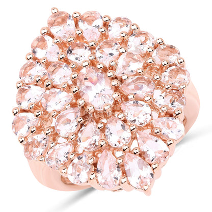18K Rose Gold Plated 4.55 Carat Genuine Morganite .925 Sterling Silver Ring by Bids.com