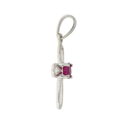 .22ct Ruby Cross Religious Pendant 10KT White Gold by Bids.com
