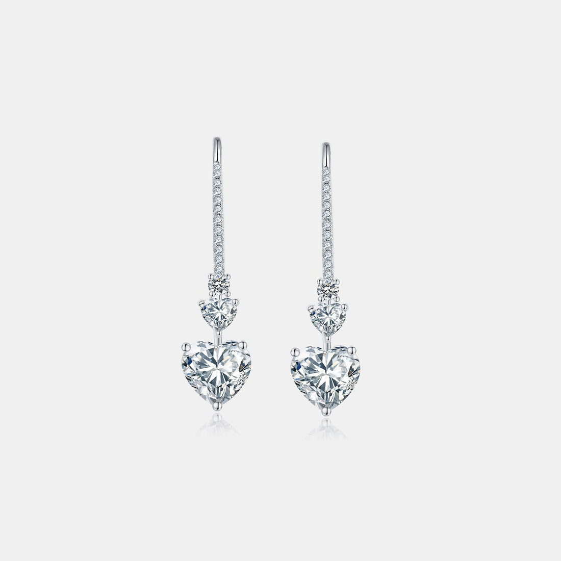 5.44 Carat 925 Sterling Silver Sparkala™ Heart Drop Earrings by Sparkala