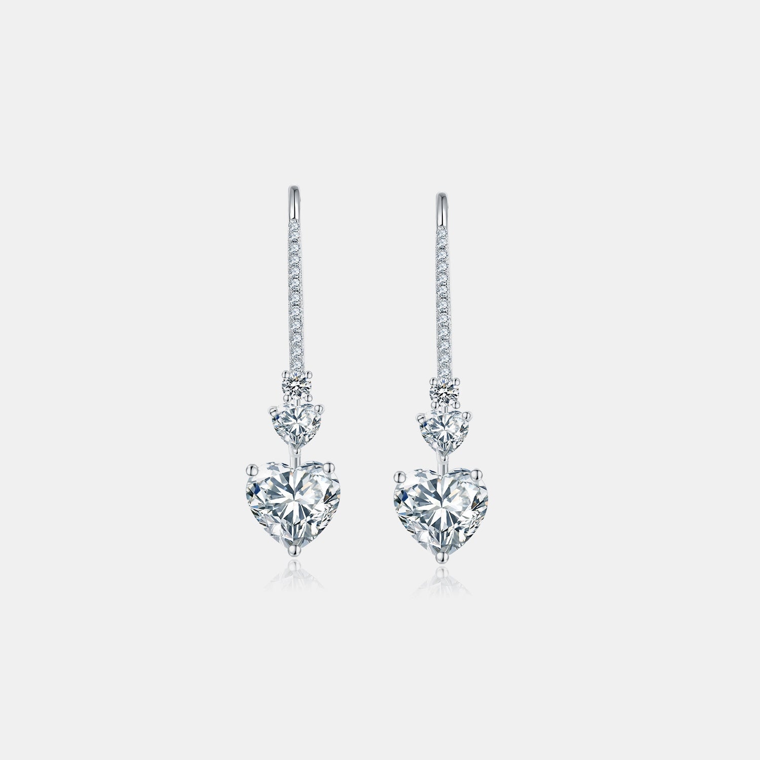 5.44 Carat 925 Sterling Silver Sparkala™ Heart Drop Earrings by Sparkala