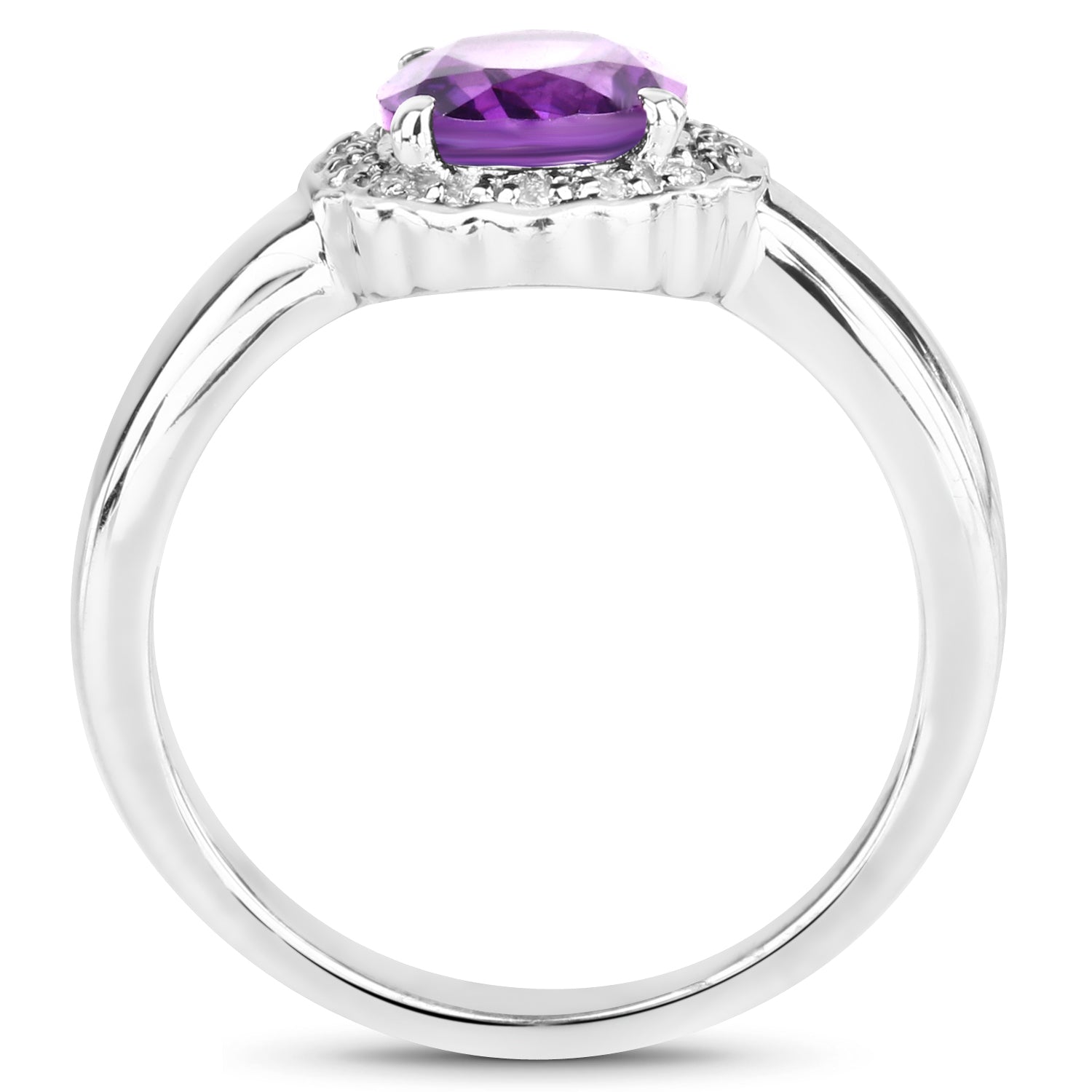 1.68 Carat Genuine Amethyst and White Topaz .925 Sterling Silver Ring by Bids.com
