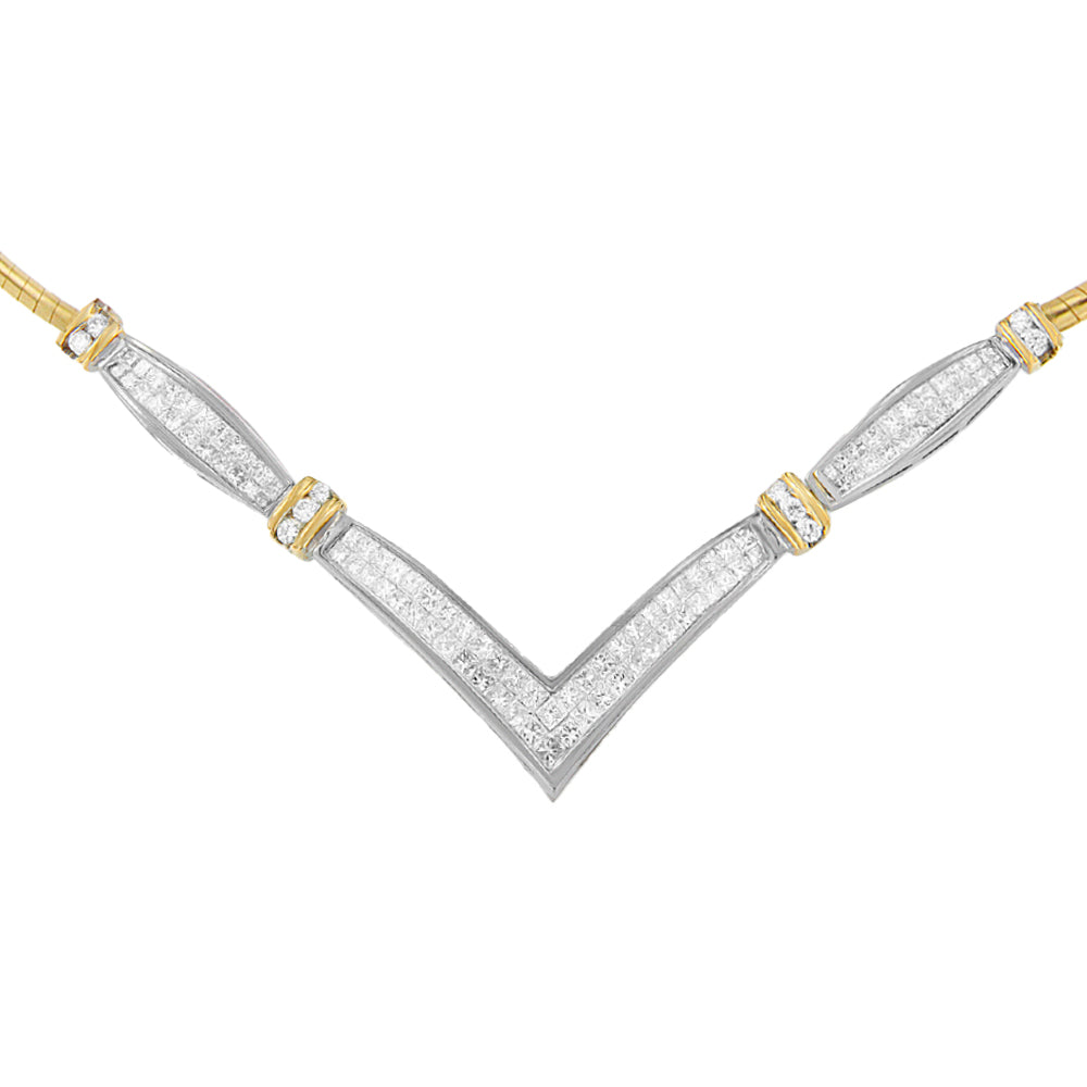 14K Yellow and White Gold 2.00 Cttw Round and Princess-Cut Diamond &