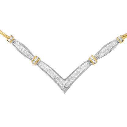 14K Yellow and White Gold 2.00 Cttw Round and Princess-Cut Diamond &